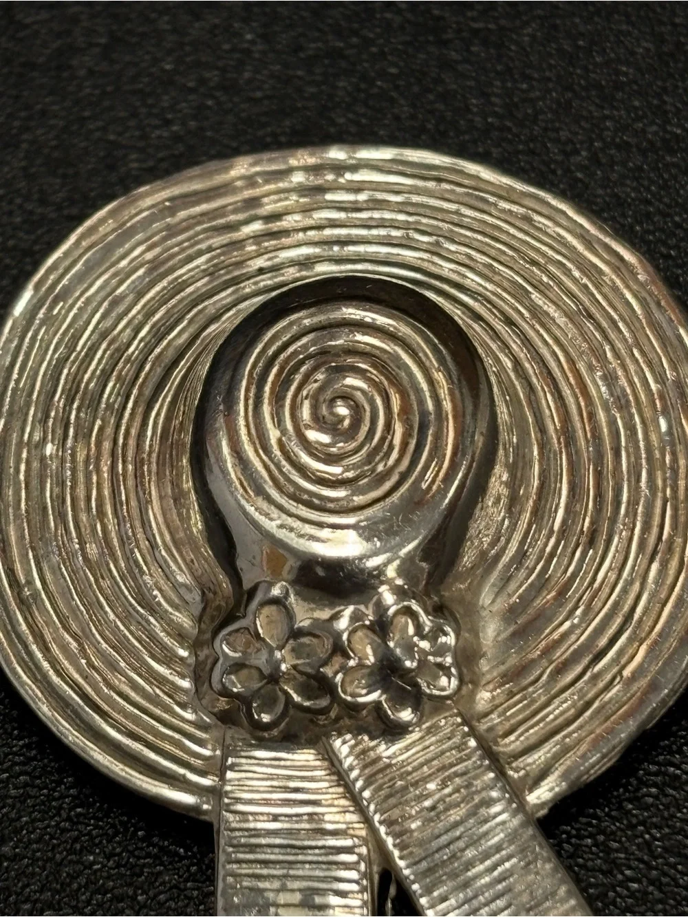 Sterling Silver Straw Hat Brooch - Elegant Women’s Accessory